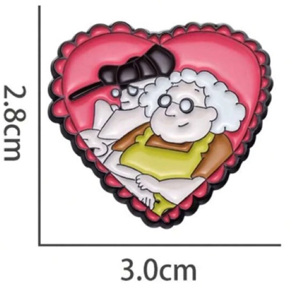 heart with cartoon grandma & grandpa enamel pin bag courage cowardly dog 90s